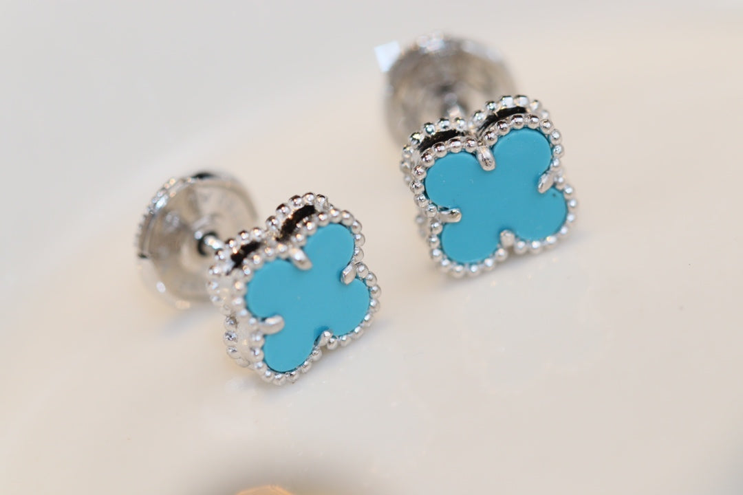 [⭐Clover Jewelry]CLOVER MINI TURQUOISE SILVER STUD EARRINGS