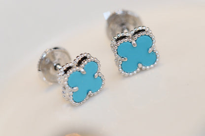[⭐Clover Jewelry]CLOVER MINI TURQUOISE SILVER STUD EARRINGS