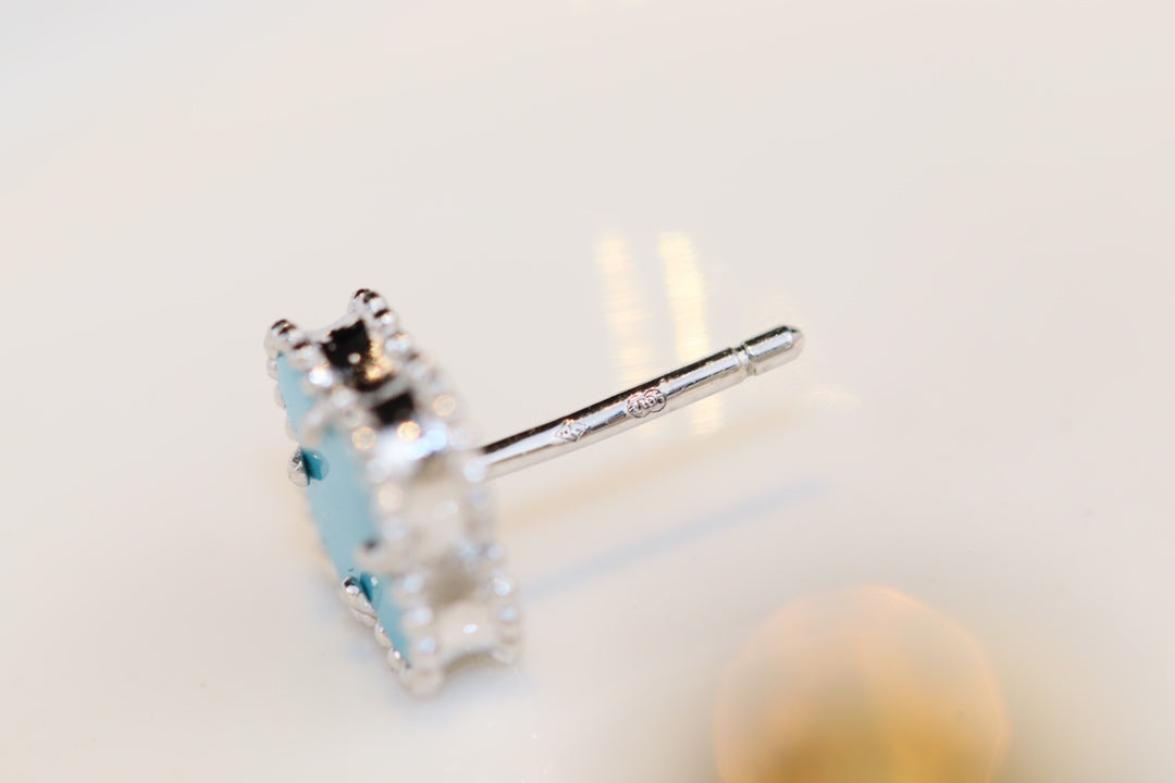 [⭐Clover Jewelry]CLOVER MINI TURQUOISE SILVER STUD EARRINGS