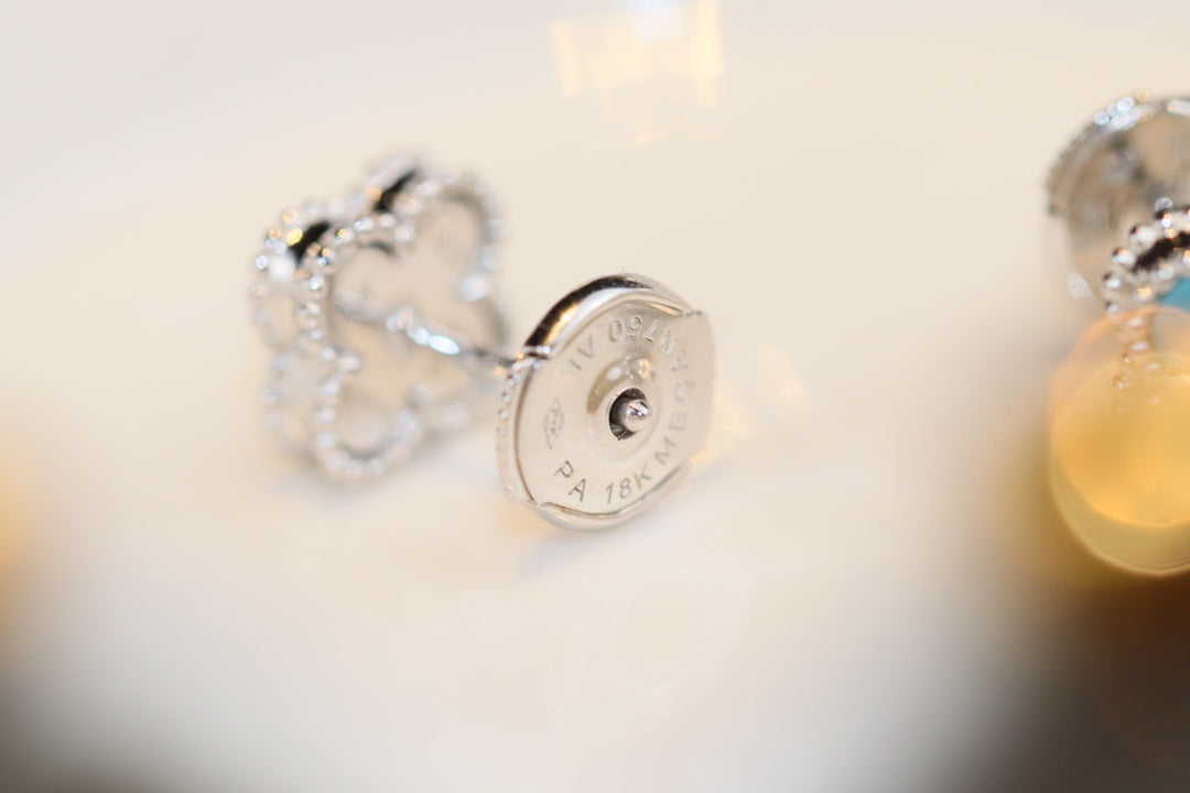 [⭐Clover Jewelry]CLOVER MINI TURQUOISE SILVER STUD EARRINGS