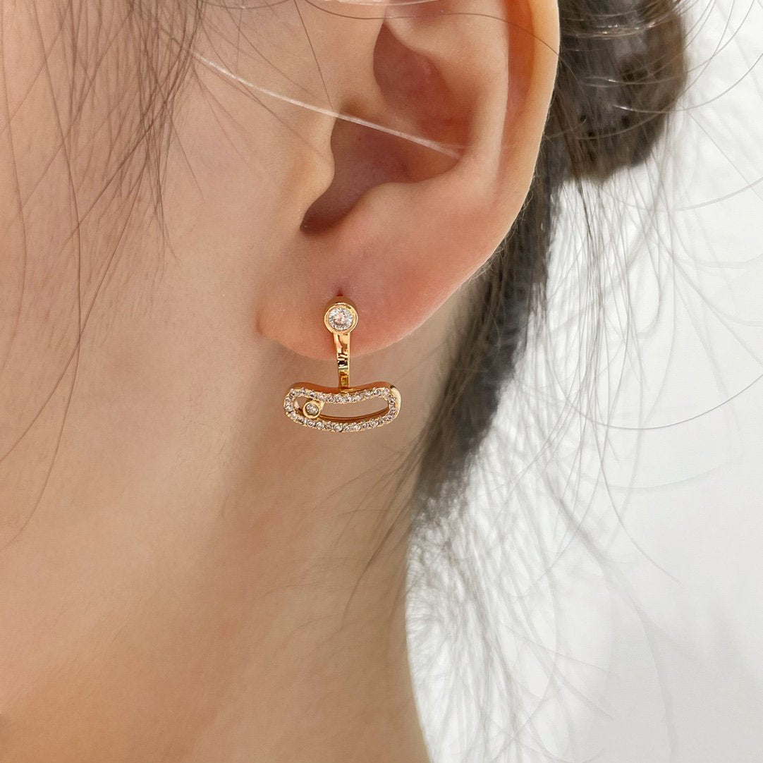 [⭐Clover Jewelry]MOVE UNO PINK GOLD DIAMOND EARRINGS