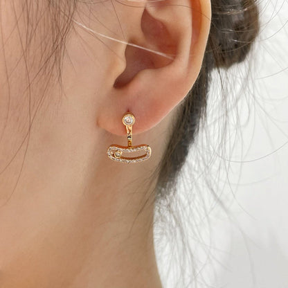 [⭐Clover Jewelry]MOVE UNO PINK GOLD DIAMOND EARRINGS