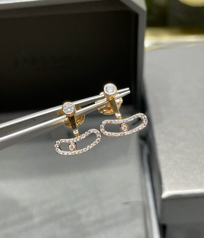 [⭐Clover Jewelry]MOVE UNO PINK GOLD DIAMOND EARRINGS