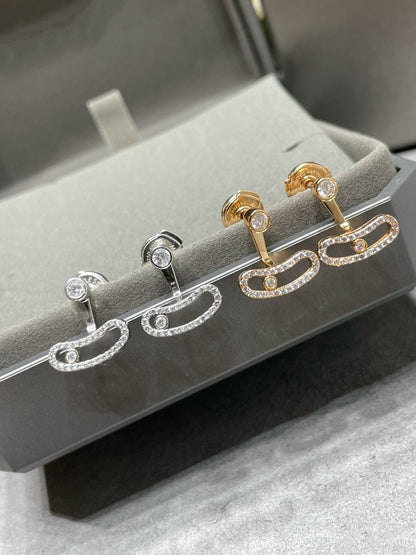[⭐Clover Jewelry]MOVE UNO PINK GOLD DIAMOND EARRINGS