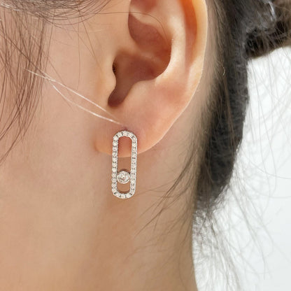 [⭐Clover Jewelry]MOVE UNO STUD DIAMOND PAVED EARRINGS