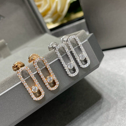 [⭐Clover Jewelry]MOVE UNO STUD DIAMOND PAVED EARRINGS
