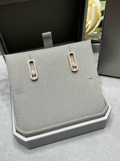 [⭐Clover Jewelry]MOVE UNO STUD DIAMOND PAVED EARRINGS