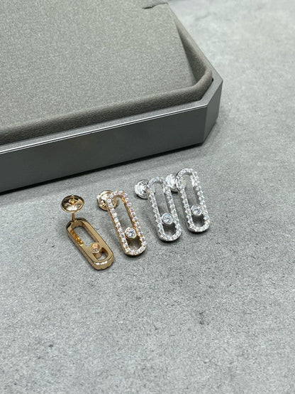 [⭐Clover Jewelry]MOVE UNO STUD DIAMOND PAVED EARRINGS