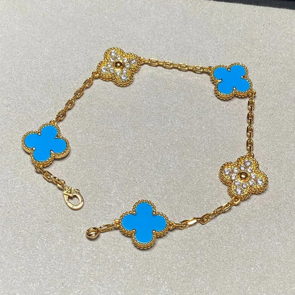 [⭐Clover Jewelry] CLOVER 5 MOTIF BLUE AGATE BRACELET COLLECTION
