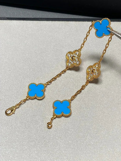 [⭐Clover Jewelry] CLOVER 5 MOTIF BLUE AGATE BRACELET COLLECTION