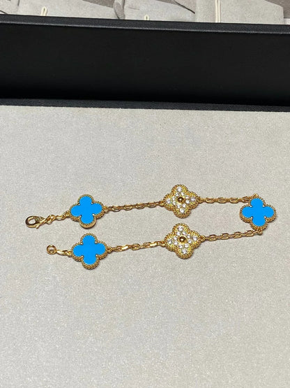[⭐Clover Jewelry] CLOVER 5 MOTIF BLUE AGATE BRACELET COLLECTION