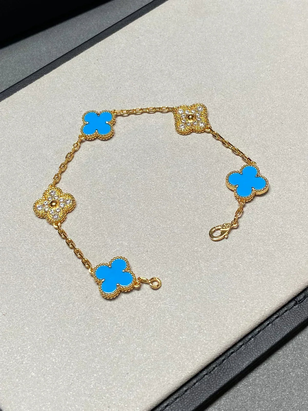 [⭐Clover Jewelry] CLOVER 5 MOTIF BLUE AGATE BRACELET COLLECTION