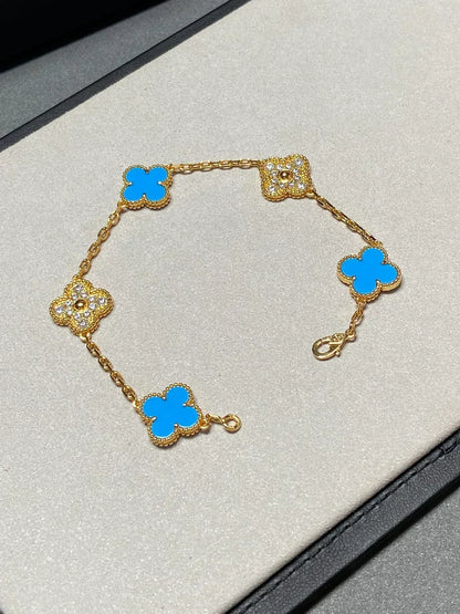[⭐Clover Jewelry] CLOVER 5 MOTIF BLUE AGATE BRACELET COLLECTION