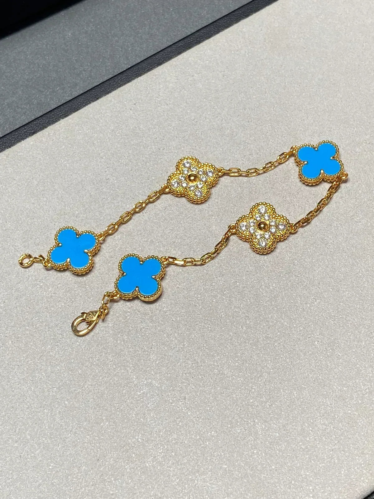 [⭐Clover Jewelry] CLOVER 5 MOTIF BLUE AGATE BRACELET COLLECTION