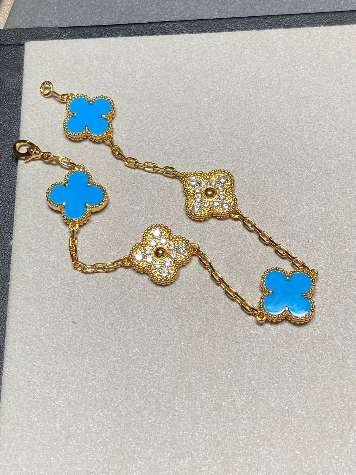 [⭐Clover Jewelry] CLOVER 5 MOTIF BLUE AGATE BRACELET COLLECTION