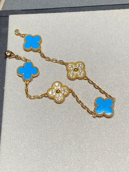 [⭐Clover Jewelry] CLOVER 5 MOTIF BLUE AGATE BRACELET COLLECTION