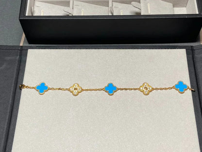 [⭐Clover Jewelry] CLOVER 5 MOTIF BLUE AGATE BRACELET COLLECTION
