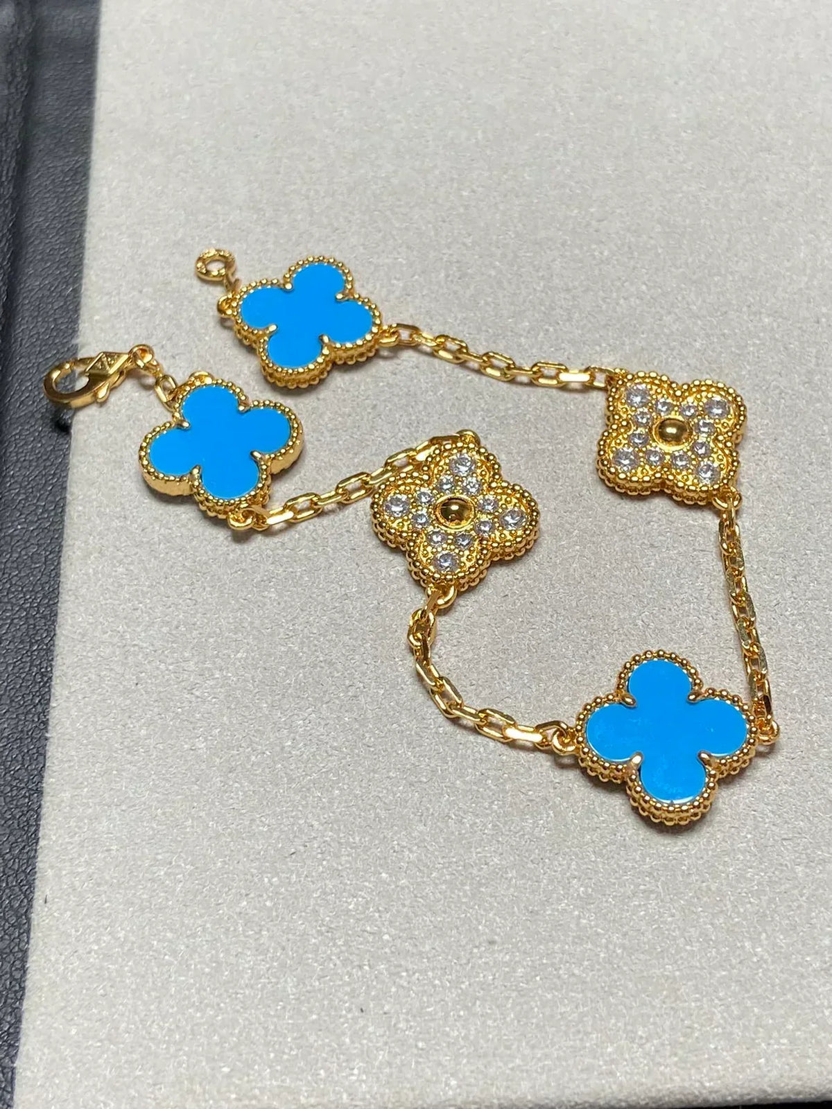 [⭐Clover Jewelry] CLOVER 5 MOTIF BLUE AGATE BRACELET COLLECTION