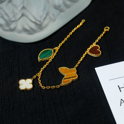 [⭐Clover Jewelry]LUCKY SPRING 5 MOTIF GOLD BRACELET