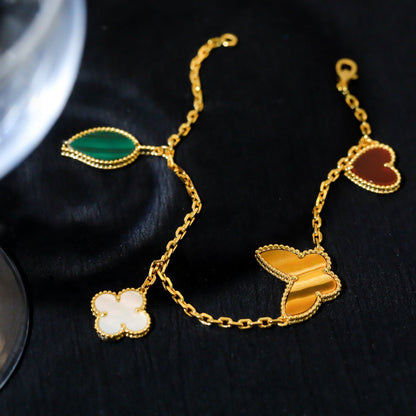 [⭐Clover Jewelry]LUCKY SPRING 5 MOTIF GOLD BRACELET