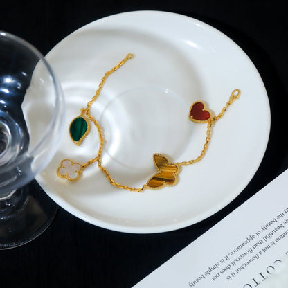[⭐Clover Jewelry]LUCKY SPRING 5 MOTIF GOLD BRACELET