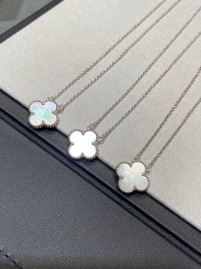 [⭐Clover Jewelry]CLOVER MEDIUM SILVER WHITE MOP NECKLACE