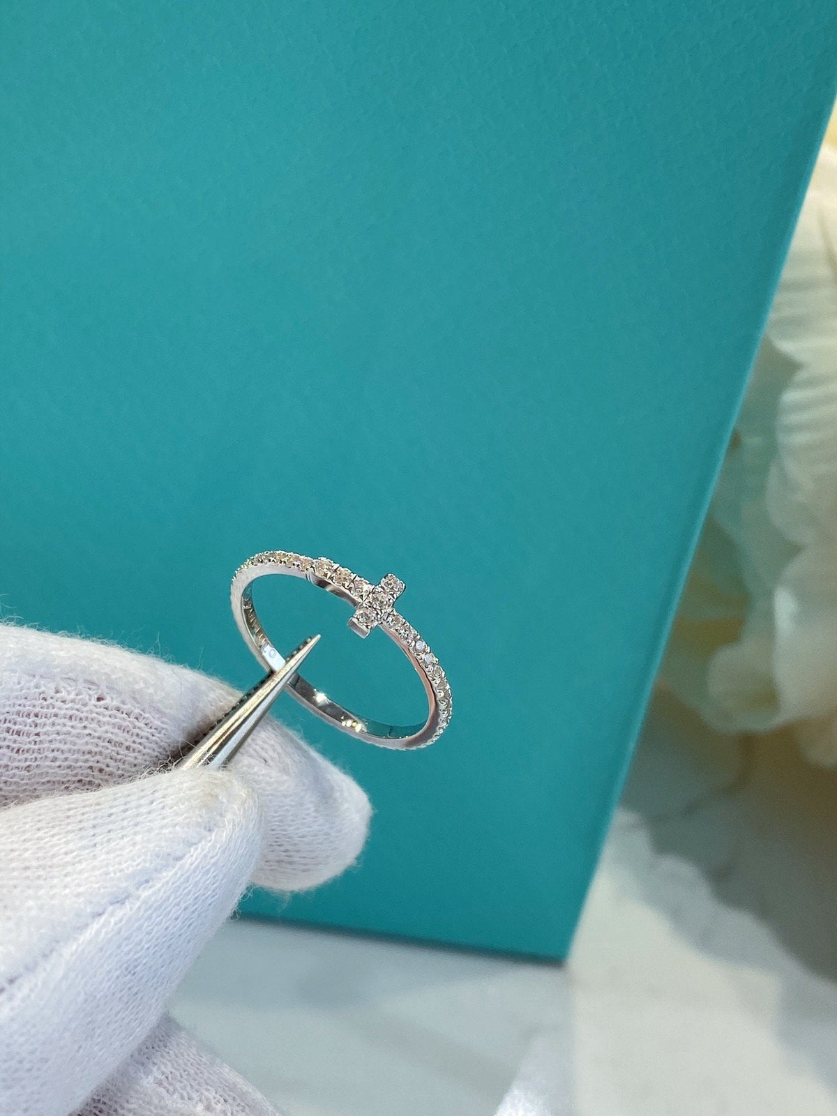 [Clover Jewelry]T SMALL RING DIAMOND SILVER