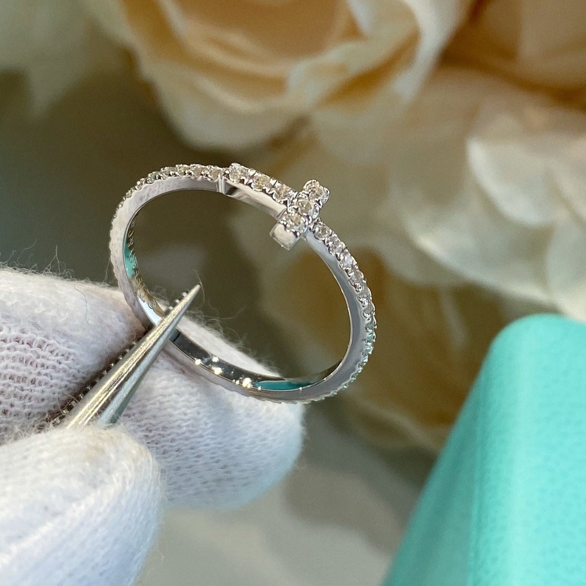 [Clover Jewelry]T SMALL RING DIAMOND SILVER