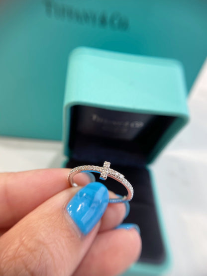 [Clover Jewelry]T SMALL RING DIAMOND SILVER