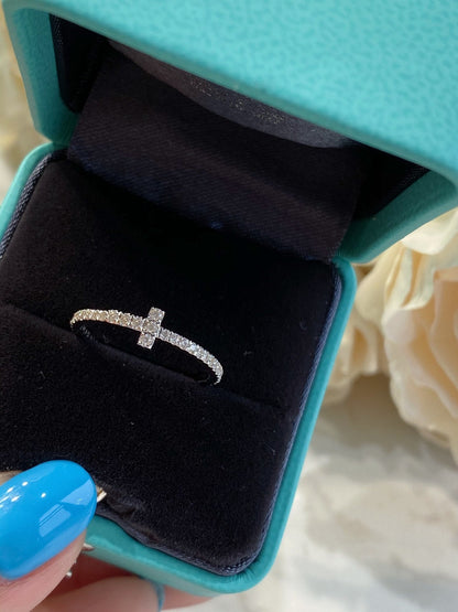 [Clover Jewelry]T SMALL RING DIAMOND SILVER