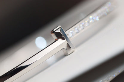 [Clover Jewelry]NARROW T1 HINGED BANGLE DIAMOND SILVER