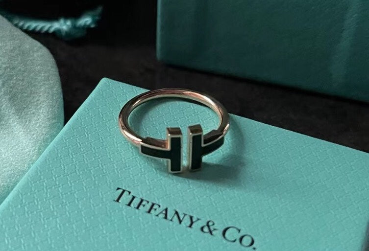 [Clover Jewelry]T SMALL ONYX PINK GOLD RING