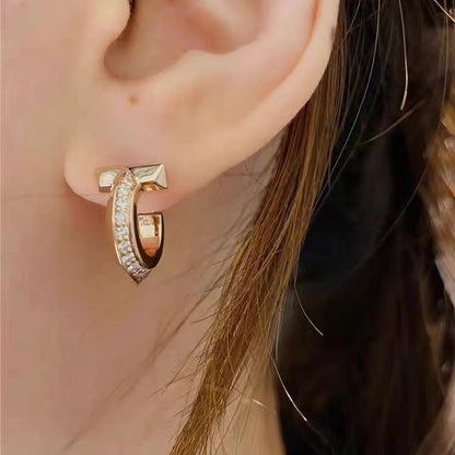 [Clover Jewelry]T1 HOOP DIAMOND EARRINGS