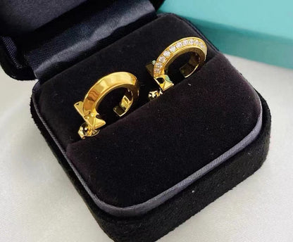 [Clover Jewelry]T1 HOOP DIAMOND EARRINGS
