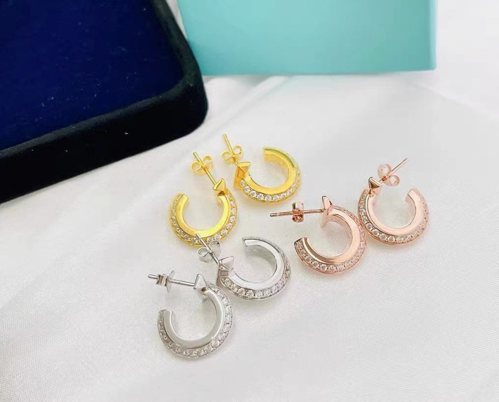 [Clover Jewelry]T1 HOOP DIAMOND EARRINGS