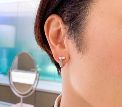 [Clover Jewelry]T1 HOOP DIAMOND EARRINGS