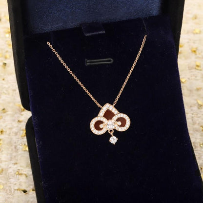 [Clover Jewelry]FLEUR DE LIS PINK GOLD DIAMOND NECKLACE