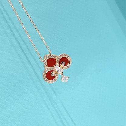 [Clover Jewelry]FLEUR DE LIS PINK GOLD DIAMOND NECKLACE