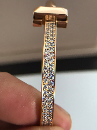 [Clover Jewelry]T1 WIDE DIAMOND HINGED BANGLE PINK GOLD