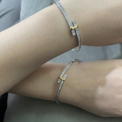 [Clover Jewelry]EDGE DIAMOND GOLD SILVER BRACELET