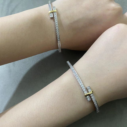 [Clover Jewelry]EDGE DIAMOND GOLD SILVER BRACELET