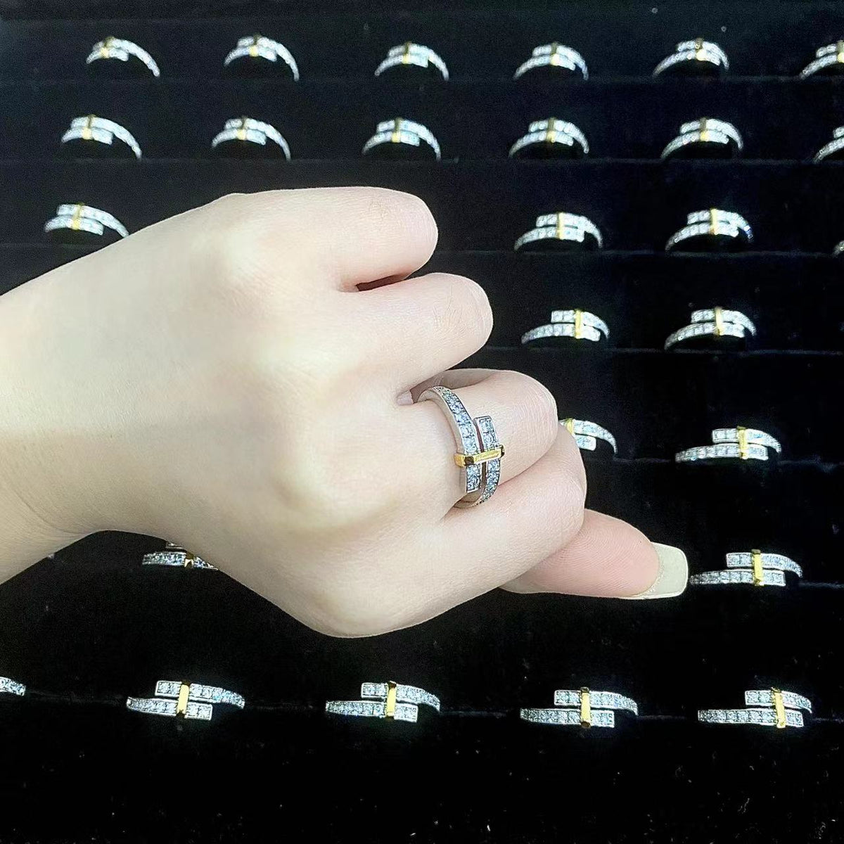 [Clover Jewelry]EDGE GOLD SILVER DIAMOND RING
