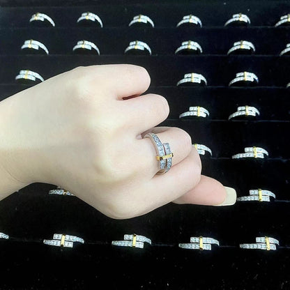 [Clover Jewelry]EDGE GOLD SILVER DIAMOND RING
