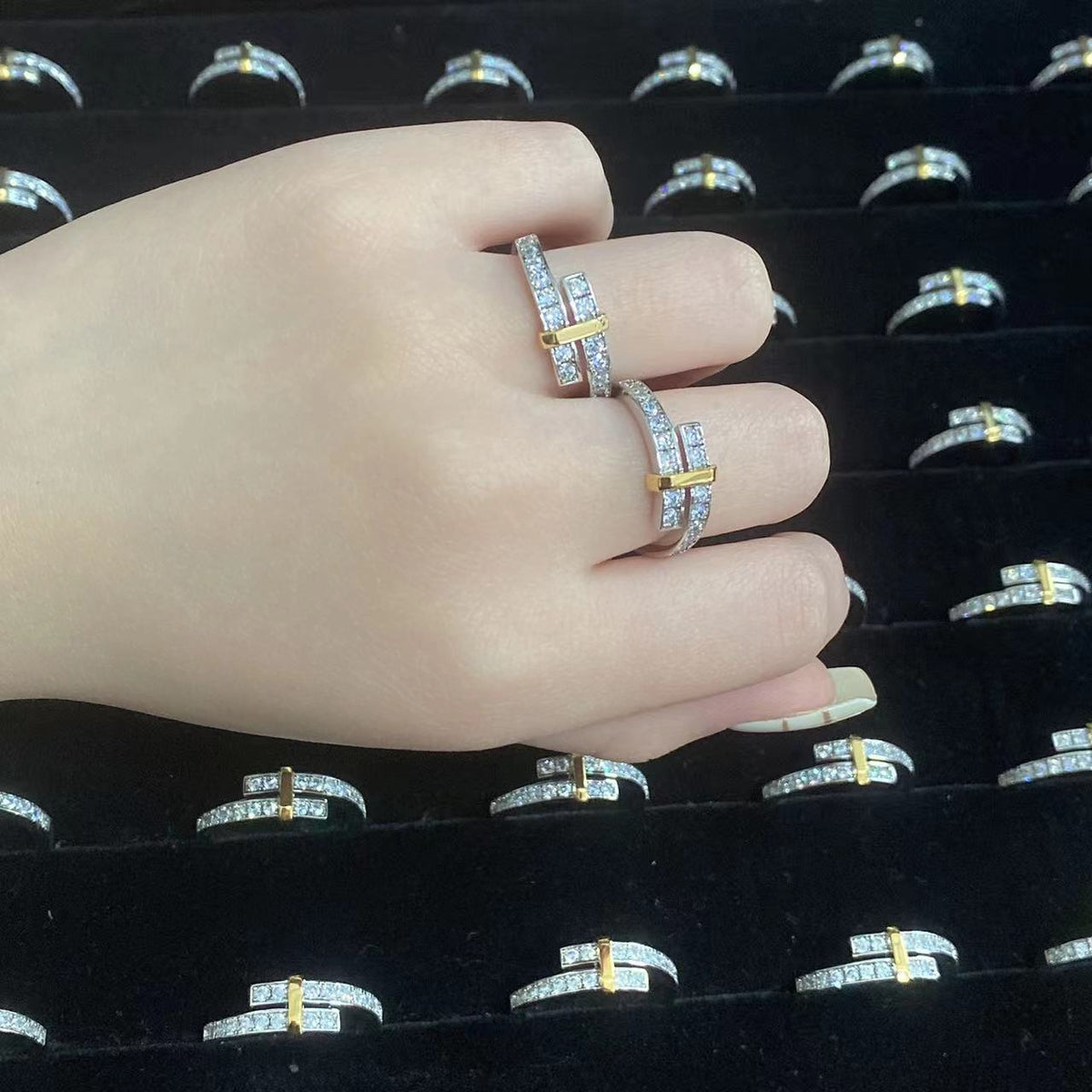 [Clover Jewelry]EDGE GOLD SILVER DIAMOND RING
