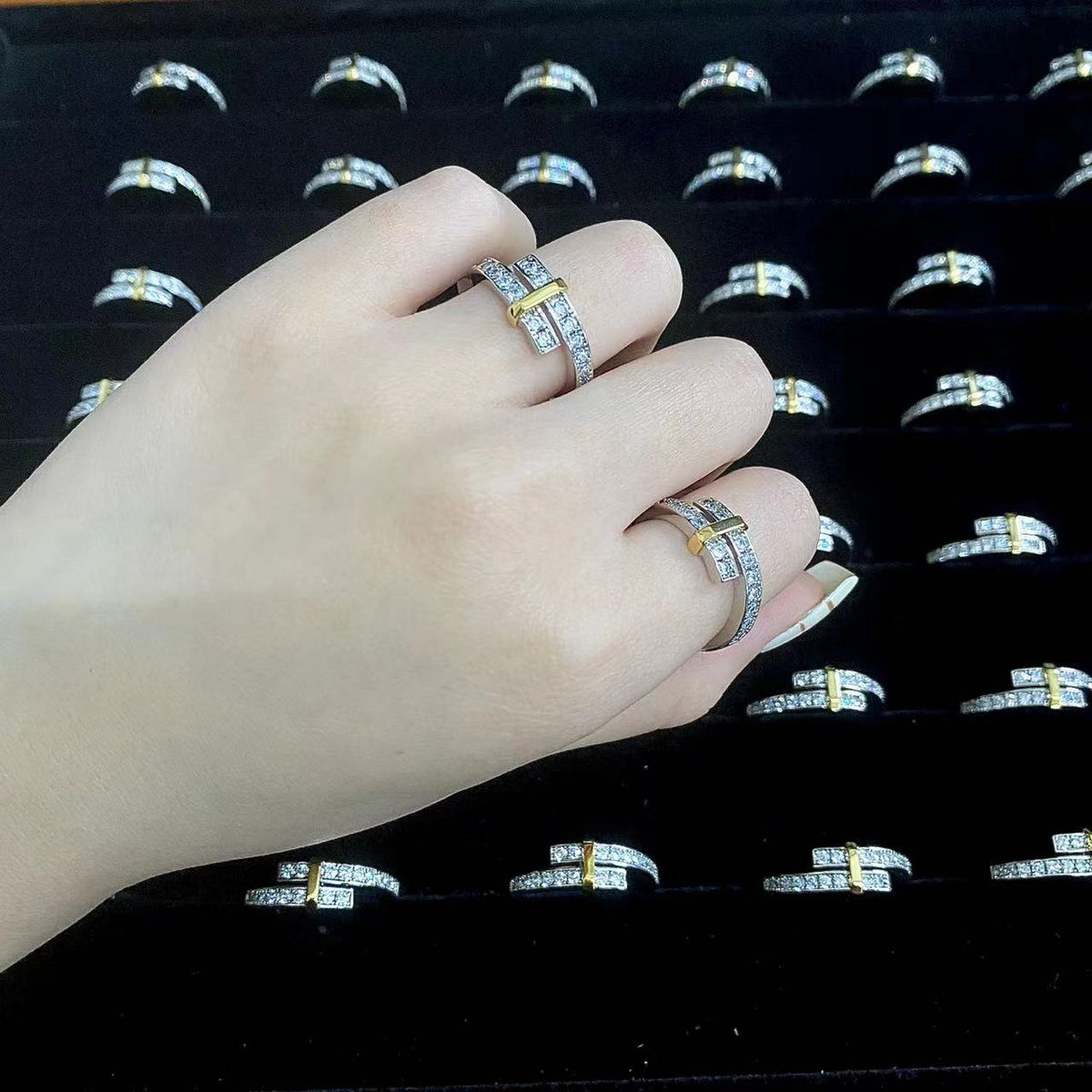 [Clover Jewelry]EDGE GOLD SILVER DIAMOND RING