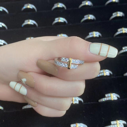 [Clover Jewelry]EDGE GOLD SILVER DIAMOND RING