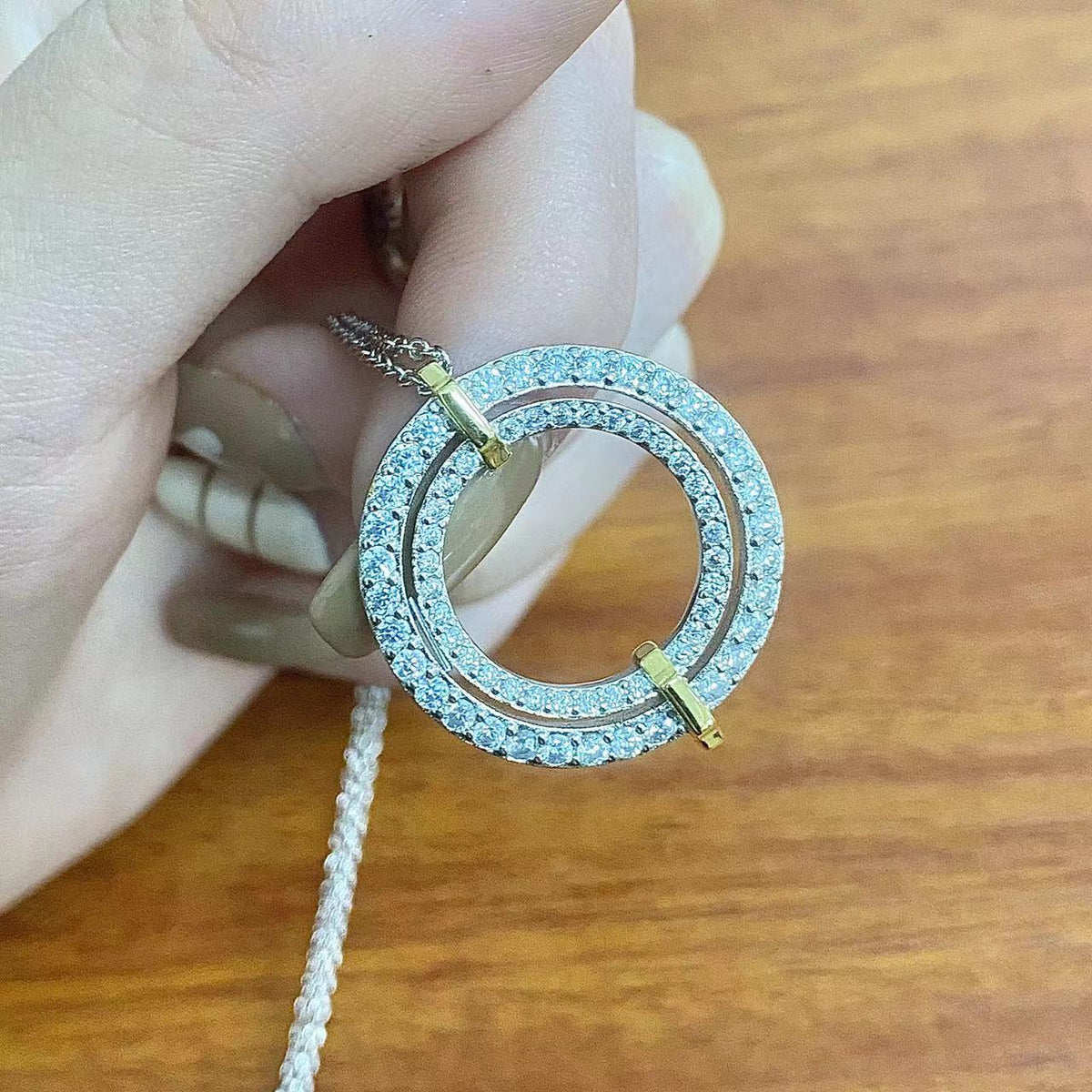 [Clover Jewelry]EDGE DIAMOND GOLD SILVER NECKLACE