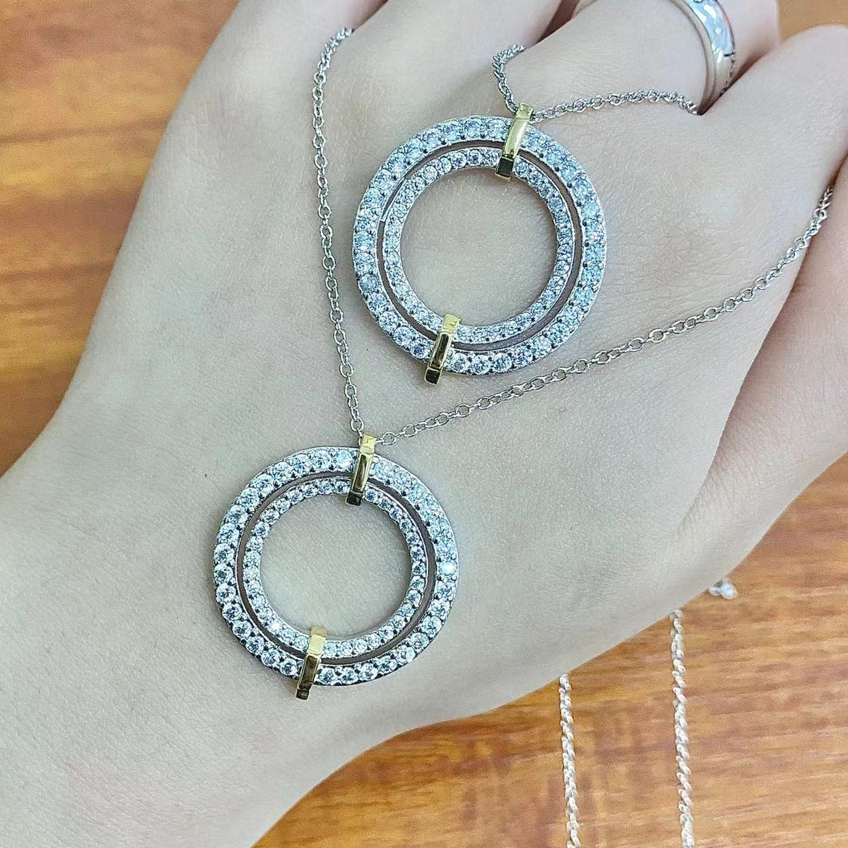 [Clover Jewelry]EDGE DIAMOND GOLD SILVER NECKLACE