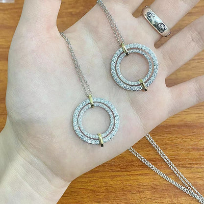 [Clover Jewelry]EDGE DIAMOND GOLD SILVER NECKLACE