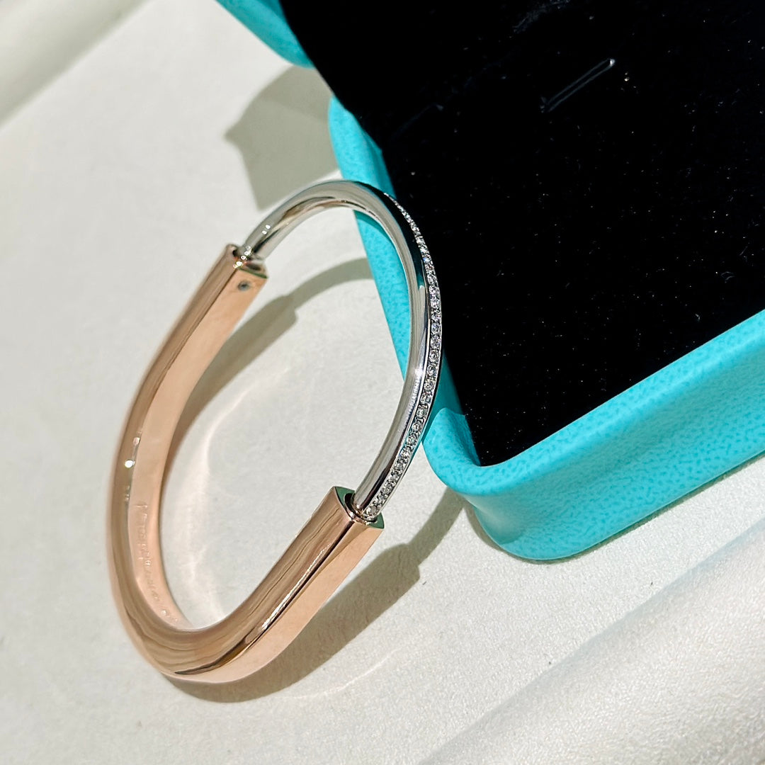[Clover Jewelry]LOCK PINK GOLD SILVER DIAMOND BRACELET